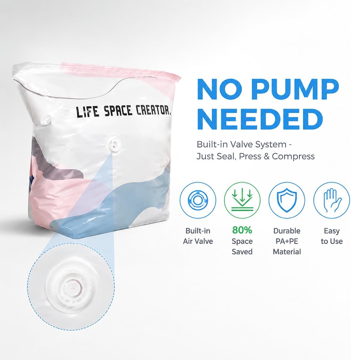 No Pump Vacuum Storage Bags 2 Pcs