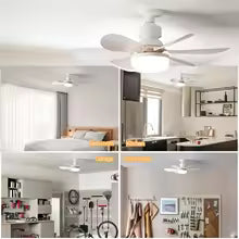 Remote-controlled LED socket ceiling fan for small rooms.