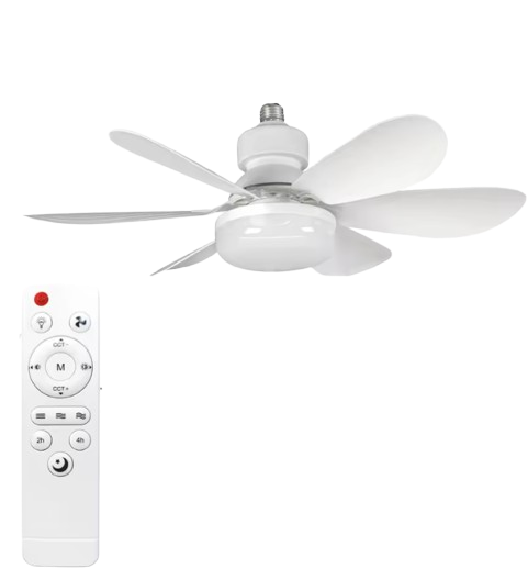 Plafonnier ventilateur avec douille LED et télécommande