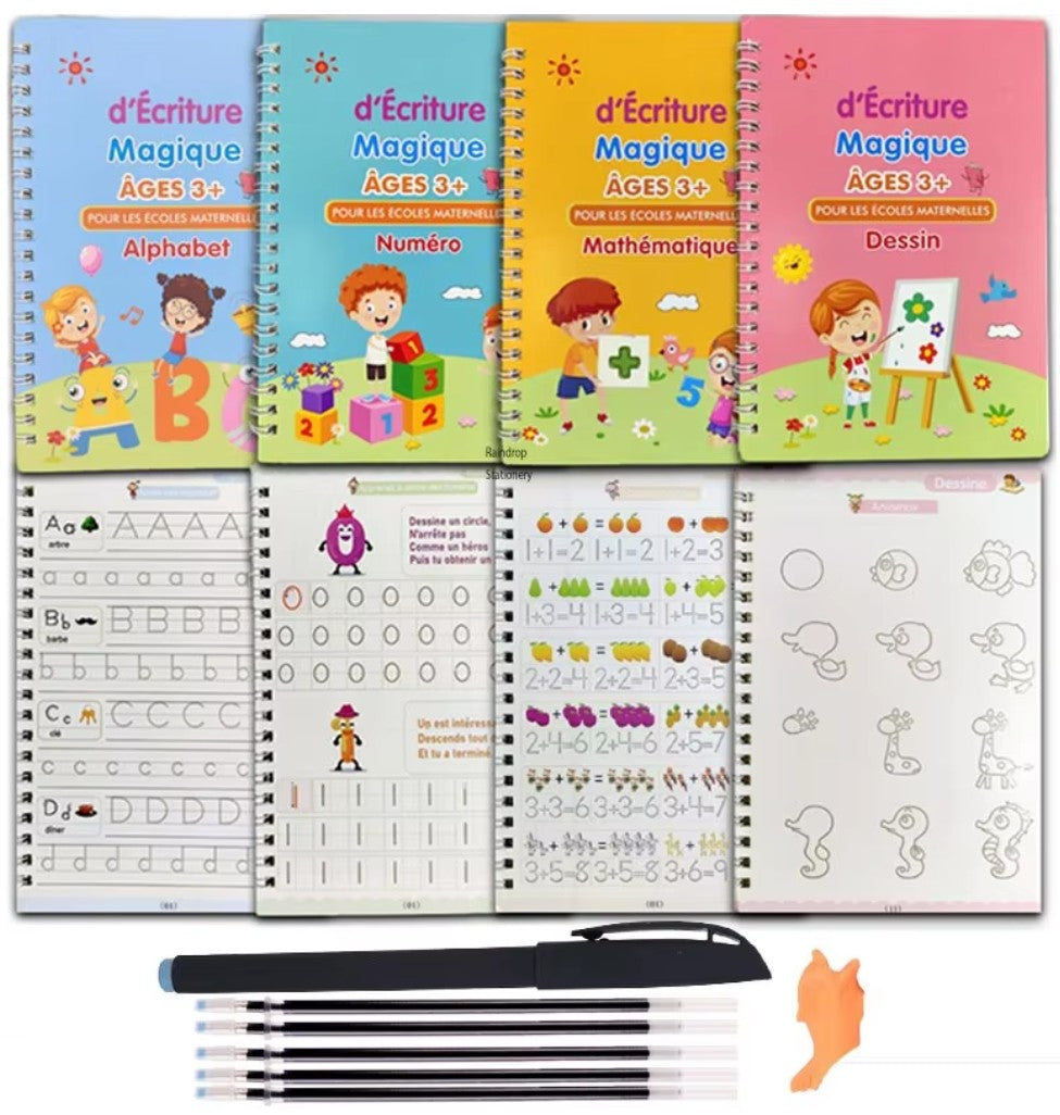 Cahier réutilisable de rainures pour le français